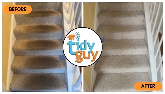 Stairway carpet cleaning by Tidy Guy